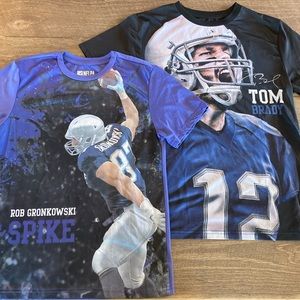 New England Patriots Size 10/12 Tom Brady & Gronk Drifit Tee Shirts EUC